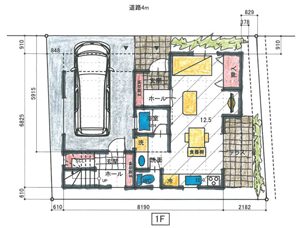 完全分離型二世帯住宅　27坪　3階建て参考プランA