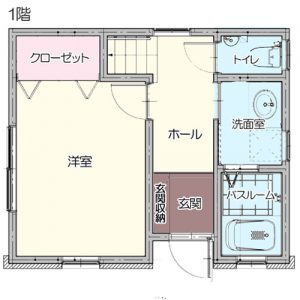 14坪：バルコニーがある狭小住宅2DK間取り参考プラン