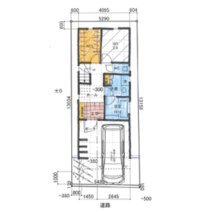 狭小3階建て　敷地面積約21坪　ルーフバルコニーのあるプラン　3LDK