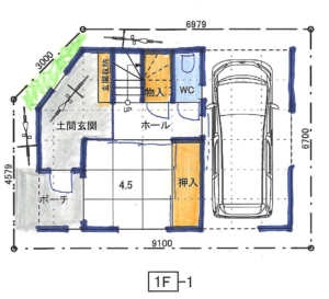 狭小3階建て　敷地面積約17坪　WIC＋駐車場　4LDK