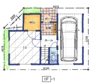 狭小3階建て　敷地面積約17坪　ファミリーWIC＋駐車場　4LDK