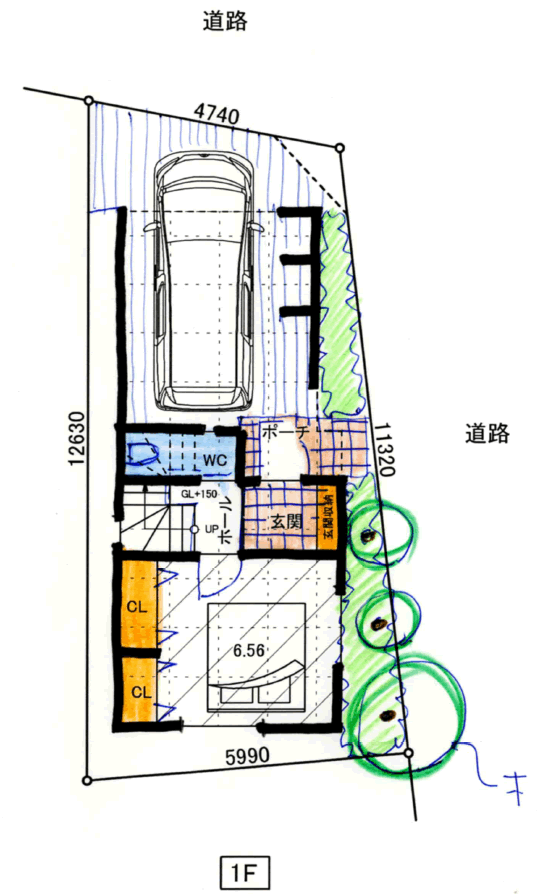 狭小3階建て 敷地面積約19坪 インナーガレージ付 陸屋根のあるプラン 3ldk 坪 15坪 13坪の狭小住宅の間取りは大田区の桧山建工