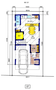 狭小3階建て　敷地面積約20坪　ガレージ　エレベーター付　3LDK