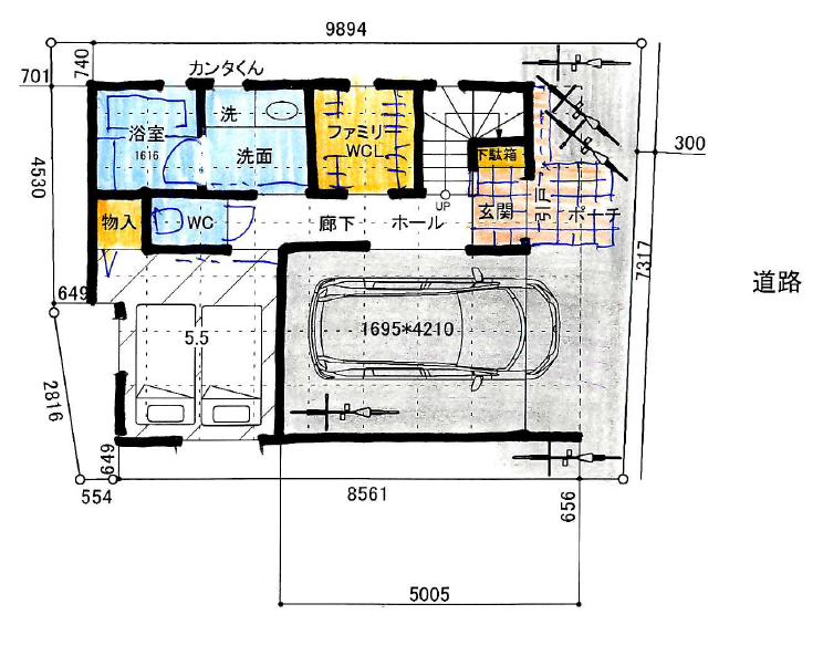 狭小3階建て 敷地面積約21坪 南側インナーガレージ付 3ldk 坪 15坪 13坪の狭小住宅の間取りは大田区の桧山建工