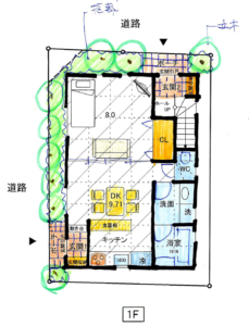 狭小2階建て　2世帯住宅　間取りプラン　敷地面積約20坪　ペントハウス