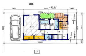 狭小3階建て　敷地面積約20坪　吹き抜け　バルコニー付　3LDK