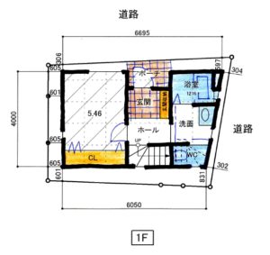 狭小3階建て　敷地面積約11坪　ペントハウス　ルーフバルコニー付プラン　4LDK