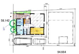 狭小3階建て　敷地面積約17坪　2階広々3LDK＋吹き抜け